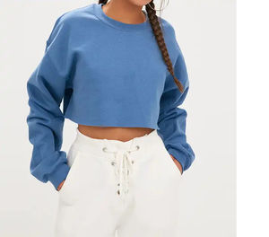 เสื้อครอปมีฮู้ดของผู้หญิงเสื้อเอวลอยแบบลำลองพิมพ์ลายโลโก้ออกแบบได้ตามที่ต้องการ - Product Image 3