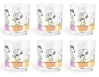Juego de Vasos de Vidrio Resistente, 6 Piezas, 25 cl, Multicolor, Diseño Snoopy, Transparentes, de Vidrio Templado Peauts Excelsa, Aptos para Lavavajillas
