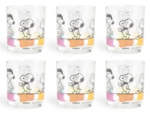 Durable Glass Drinkware Set of 6-pcs Glasses 25 cl (8.5 fl oz) Multicolor Snoopy Cartoon Design Transparent Peauts by Excelsa - Product Image 2