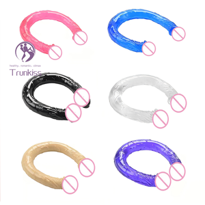 Venta caliente consolador de silicona de doble cabeza producto sexual para adultos Manual <span class=keywords><strong>Vagina</strong></span> femenina Anal Consolador de masturbación de estimulación Dual - Product Image 6