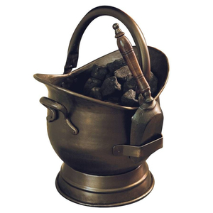 Seau en métal antique en laiton élégant avec poignée pour le stockage de bois de chauffage, de charbon et de décoration de jardin à domicile - Product Image 6