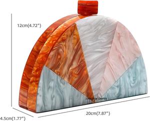 Bolso de mano de resina semicírculo colorido, bolso de noche acrílico hecho a mano para fiestas, bodas y salidas informales - Product Image 4