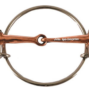 Bocado de cobre de alta calidad para carreras Dexter Ring, bocado profesional de acero inoxidable para caballos, articulado, boquilla de cobre de 13 mm, 2 anillos - Product Image 5