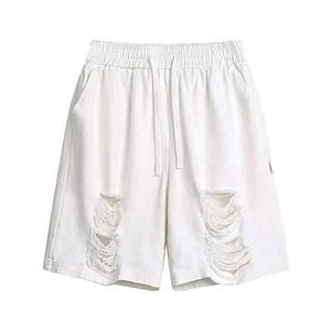 Short délavé à l'acide pour hommes, vêtements décontractés en coton avec strass, vêtements d'extérieur pour hommes avec appliques et détresses - Product Image 3