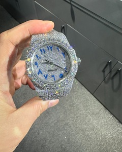 VVS1 Montre mécanique automatique en diamant Moissanite blanche pour adultes Unique en acier inoxydable avec fenêtre à cadran en verre plein buste - Product Image 1