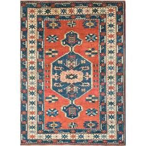 พรมขนสัตว์ถักมือ Nuray สีแดงส้ม ลายเหรียญแบบนามธรรม รูปทรงสี่เหลี่ยมผืนผ้า สำหรับบ้าน ขนาด 9x12 ฟุต รุ่น Pae-451 เหมาะสำหรับทางเข้าบ้าน ห้องนั่งเล่น และโถงทางเดิน - Product Image 1