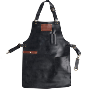 Tablier en cuir véritable durable fait à la main sangles réglables poches élégant Logo personnalisé Design Vintage Chefs cuisine barbier utiliser - Product Image 3