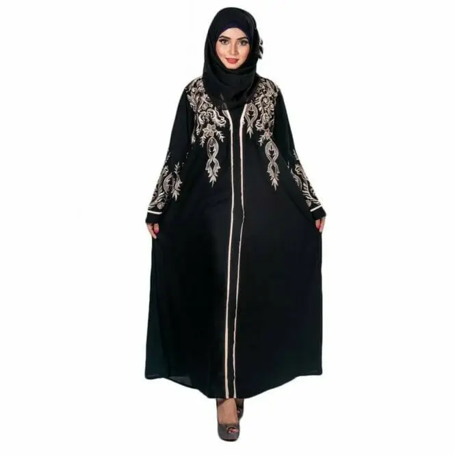 Respirant nouveauté abaya musulmane femme fille caftan look fantaisie abaya en mousseline de soie devant ouvrable taille personnalisée