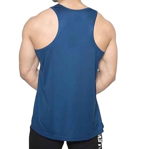 Venta al por mayor de camisetas sin mangas de algodón 100% transpirables informales para hombre de color <span class=keywords><strong>azul</strong></span> vaquero cómodo con diseño de logotipo personalizado OEM - Product Image 2