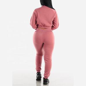 ชุดวอร์มผู้หญิงผ้าคอตตอนผ้าฟลีซเข้ารูประบายอากาศได้ดีพิมพ์ลายเสื้อครอปไร้รอยต่อสำหรับฤดูหนาวไซส์ใหญ่พิเศษ2026ตามสั่ง - Product Image 4