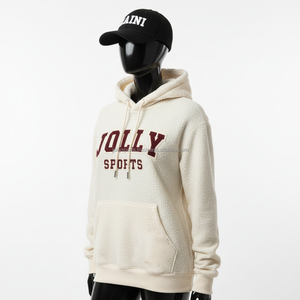 Sudadera con capucha para mujer, tejido polar de 300 g/m², color beige cálido, bordado con logotipo personalizado, estilo urbano, sudaderas básicas para mujer - Product Image 4