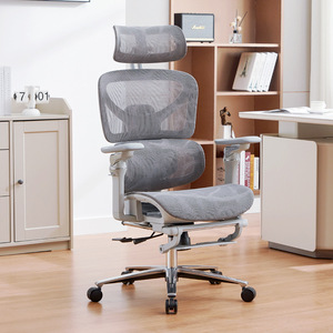 Chaise de bureau ergonomique moderne pour cadre dirigeant avec appui-tête réglable, fonction pivotante et support lombaire inclinable en tissu entièrement en maille - Product Image 2