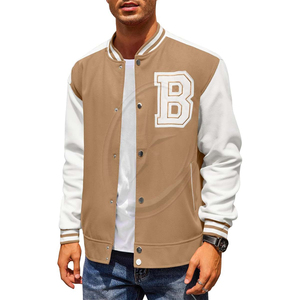 Blouson aviateur Letterman coupe-vent en laine mélangée pour homme Veste universitaire avec col à capuche et poche Veste de baseball légère - Product Image 4