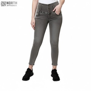 Pantalones vaqueros ajustados de cintura alta para mujer de alta calidad, recién llegados, diseño de moda de talla grande con características personalizadas transpirables, pantalones vaqueros para mujer - Product Image 1