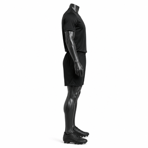 Uniforme de Fútbol Negro Personalizado, Conjunto de Camiseta y Pantalones Cortos de Poliéster, Secado Rápido, Transpirable, Ropa Deportiva para Entrenamiento de Equipo para Hombre - Product Image 5