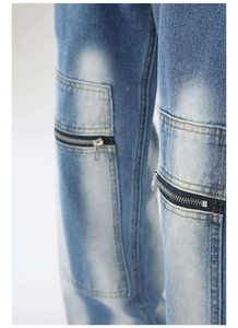 Pantalones vaqueros de cintura alta de calidad personalizada, pantalones vaqueros holgados de algodón con etiqueta de mezclilla media, pantalones vaqueros desgastados de lavado de calle para hombre - Product Image 6