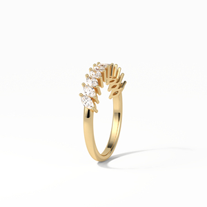 14K oro blanco minimalista eternidad banda 0,76 CT Marquesa Moissanite diamante apilable anillos de boda 14K Metal pureza anillos finos - Product Image 5