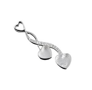 Christmas <b>Sale</b> Solid 925 Sterling Silver Twisted Heart Bezel Setting Womens Semi Mount Zircon Pendant 18 Inches Chain <b>Jewelry</b> - Product Image 1