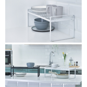 ชั้นวางของในครัวชั้นเดียวสไตล์ญี่ปุ่นชั้นวางหม้อเหล็กสีขาวยาว DIY - Product Image 6