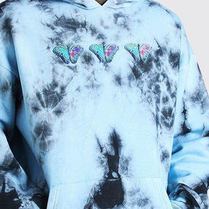 Oversized Butterfly <b>Tie</b> <b>Dye</b> <b>Hoodie</b> for Men Casual Graphic Printed Terry Fabric Adult Thermal Pullover Distress Back Print <b>Hoodi</b> - Product Image 2
