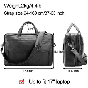 Sac à main pour ordinateur portable en cuir véritable de qualité supérieure OK & Pine TB-1729, 17 pouces, pour hommes, noir, protège l'ordinateur portable et la tablette - Product Image 5