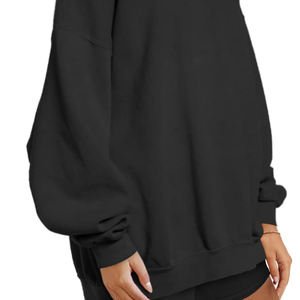 Sudaderas de algodón personalizadas para mujer Sudadera con capucha larga lisa con hombros caídos y cuello redondo Sudadera de lana para mujer - Product Image 5