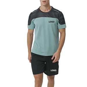 Conjunto Deportivo Personalizado con Logotipo para Hombre, Ropa de Gimnasio Transpirable, Pantalones Cortos y Camiseta, Chándal Deportivo de Algodón Transpirable - Product Image 1
