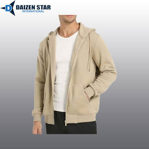 เสื้อฮู้ดซิปผู้ชาย สีพื้น ผ้าฝ้ายฟลีซ 100% ทรงปกติ ใส่สบายในฤดูหนาว บริการ OEM ด้านหน้า ลายดิจิตอล เป็นมิตรกับสิ่งแวดล้อม 500-300 - Product Image 2