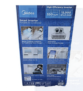 Aire Acondicionado Portátil Mideas DUO 12,000 BTU con Calefacción |   Manguera Doble 4 en 1 de Frecuencia Variable con Control por Aplicación, de Plástico, para Uso en Hoteles, 550 S - Product Image 1
