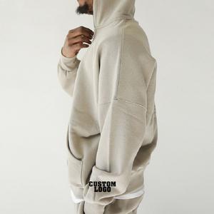 Vente en gros de sweat à capuche épais en éponge française 450gsm avec fermeture à glissière pour hommes, design surdimensionné à épaules tombantes pour l'hiver - Product Image 2