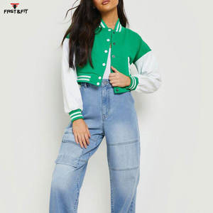 Diseño personalizado de alta calidad señoras recortadas chaqueta de béisbol Top Trend Varsity chaqueta para las mujeres - Product Image 6
