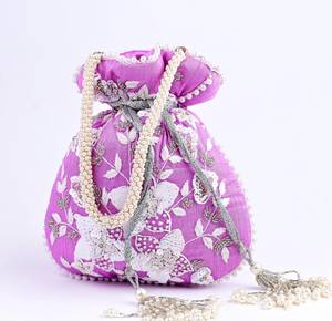 Bordado con cuentas Satén a rayas Organizador de maquillaje multifunción Bolsa Potli Regalo DE BODA Favores Satchel - Product Image 2