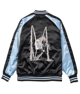 Veste Letterman en satin personnalisable Options de couleurs vives avec col et poignets côtelés - Product Image 2