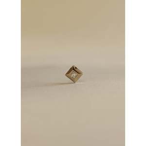 Vintage 18K <b>Solid</b> <b>Gold</b> Princess Cut 0.26ct Natural Diamond <b>Pendant</b> & Charm with Hollow Construction Unisex Everyday Wear - Product Image 3