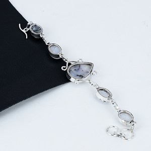 Natural Dendrite Opal <b>Bracelet</b>, 925 Sterling <b>Silver</b> Jewelry <b>Bracelet</b>, Pear <b>Bracelet</b>, Gift For Her, Natural Gemstone <b>Bracelets</b> - Product Image 2