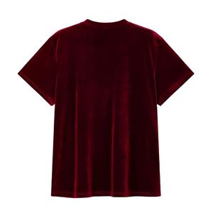 Camisetas de Terciopelo de Alta Calidad, Color Personalizado, Corte Ajustado, Cuello Redondo, Ropa Exterior Informal y Transpirable para Mujer y Hombre - Product Image 1