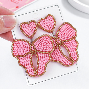 Meilleur prix, boucles d'oreilles en perles de Pâques, violet et rose, boucles d'oreilles en perles pour femmes, bijoux fantaisie, artisanat - Product Image 6