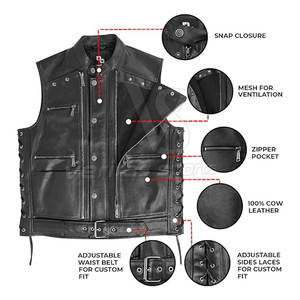 Haute qualité hommes Vintage sans manches en cuir gilet couleur personnalisée respirant Style décontracté vêtements d'extérieur d'hiver avec Logo en stock - Product Image 3