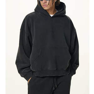 Sweat-shirts à capuche en molleton français vierge de haute qualité pour hommes, streetwear, sweats à capuche surdimensionnés à épaules tombantes pour l'usine - Product Image 1