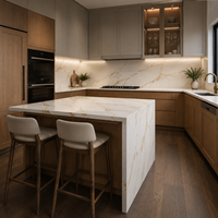 Proveedor de Gabinetes de Cocina para Apartamentos Multifamiliares, Gabinetes de Estilo Europeo Moderno para Proyectos de Desarrollo Residencial