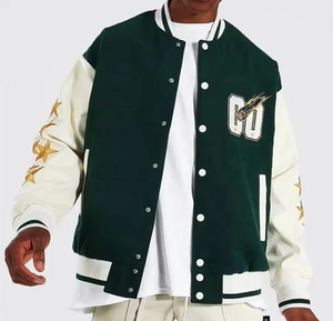 Streetwear personnalisé de haute qualité Veste universitaire pour hommes broderie en chenille lignes épurées et coupe flexible Veste universitaire pour hommes - Product Image 5