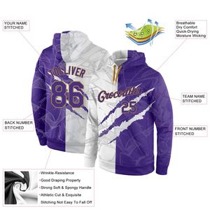 Vente en gros réussie motif Graffiti cousu personnalisé violet-vieil or 3D sport pull sweat à capuche - Product Image 2