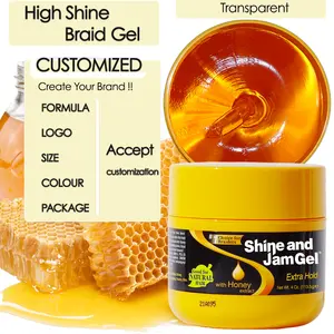 Venda por atacado baixo silicone 4oz extrato de mel segurar borda brilhar geladeira gel de condicionamento para 4c cabelo tão boa qualidade como brilho e gelado