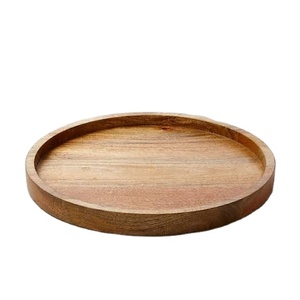 Classic Indian Handmade <b>Large</b> Wooden Serving <b>Tray</b> Round Decorative Salad <b>Tray</b> - Product Image 1