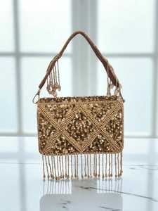 Luxury Suede Flap <b>Bag</b> with <b>Pearl</b> Decoration for Wedding Party Festive Use Wholesale for Stylish Premium Buyers - Product Image 2