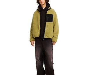 Custom <b>Men's</b> Plus Size Casual Winter Warm Solid Front Logo Fleece Loose Outdoor Windproof Stand <b>Sherpa</b> <b>Jacket</b> <b>Men</b> with Zipper - Product Image 2