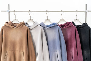 Sweats à capuche unisexes brodés délavés à l'acide personnalisés pulls en tissu polaire lourd vêtements de rue vintage sweat à capuche surdimensionné - Product Image 5