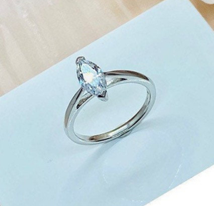 แหวนเงินสเตอริงทำด้วยมือ7X14mm ทรงมาร์ควอตซ์คริสตัลพลอยโรเดียมตั้งค่าแบบง่ามสำหรับงานเลี้ยงครบรอบของขวัญวัน - Product Image 1