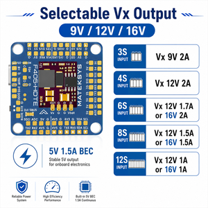 MATEKSYS F405-HDTE ชุดควบคุมการบิน STM32F405 3-12S 11 PWM กล้องคู่ Type-C OSD สำหรับโดรน FPV UAV - Product Image 4