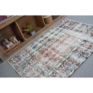 Alfombra Vintage de 3.6x5.2 pies (110x160 cm), Alfombra Turca Azul de Lana Sólida - Product Image 2